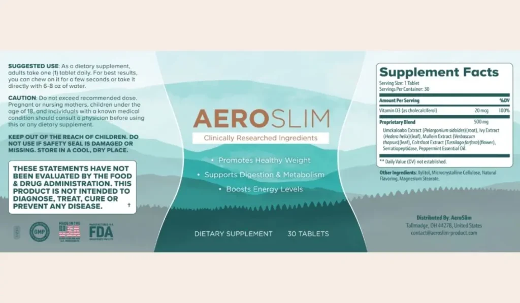 AeroSlim-Supplement-Facts